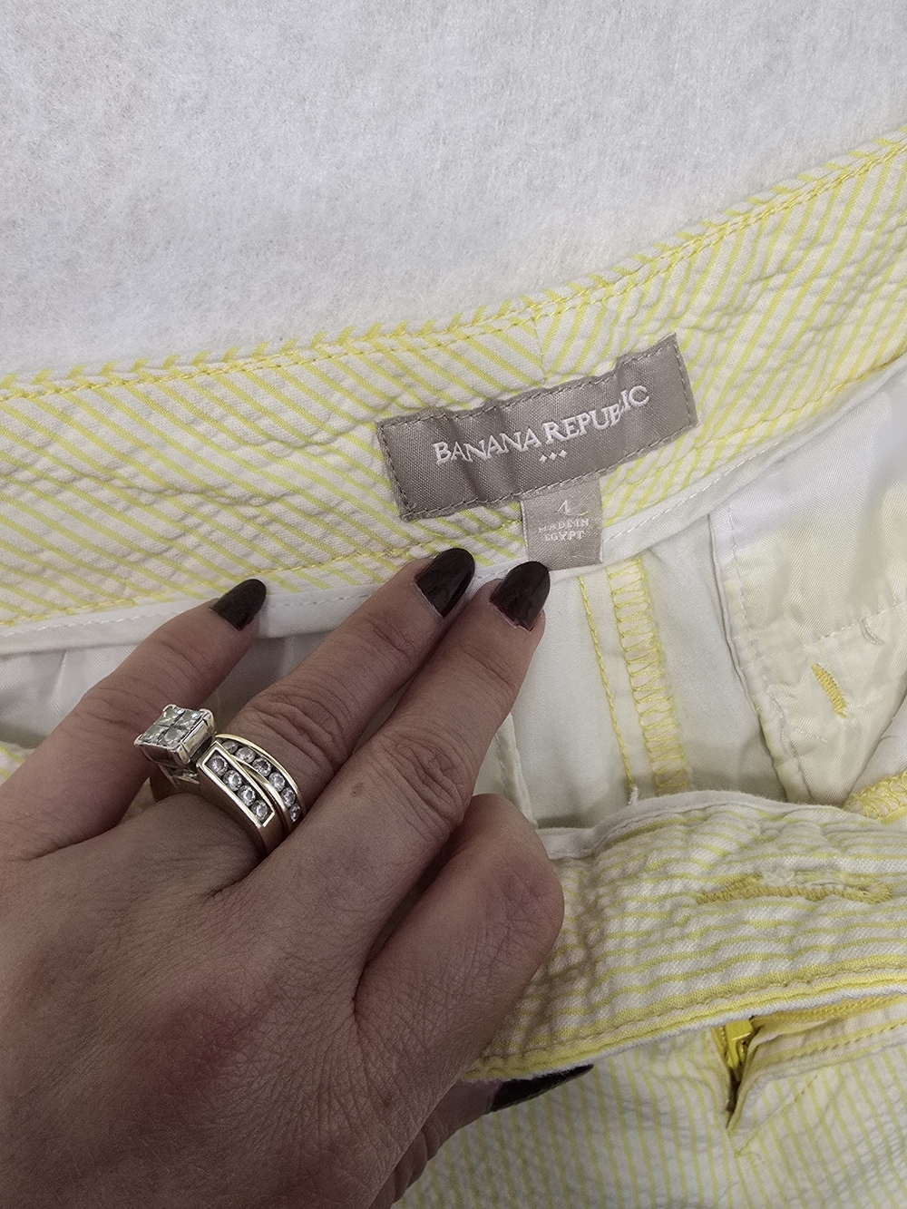 Light Yellow Women's Seersucker Shorts - Picture 5 of 9